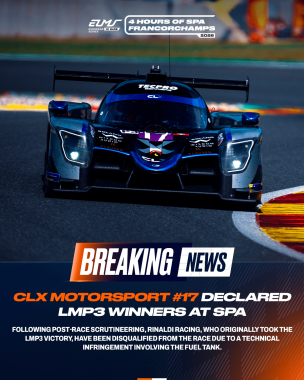Breaking news: @clxmotorsport are the 2026 #4HSpa LMP3 winners. Following post-race scrutineering, R