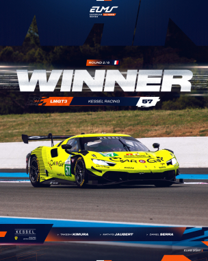 A well crafted drive 👏 The striking #57 Kessel Racing Ferrari powers its way to the LMGT3 win at Pau