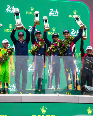 United forever on that Le Mans podium. 💙❤️ In 2024, with two rookies on board, @unitedautosports cli
