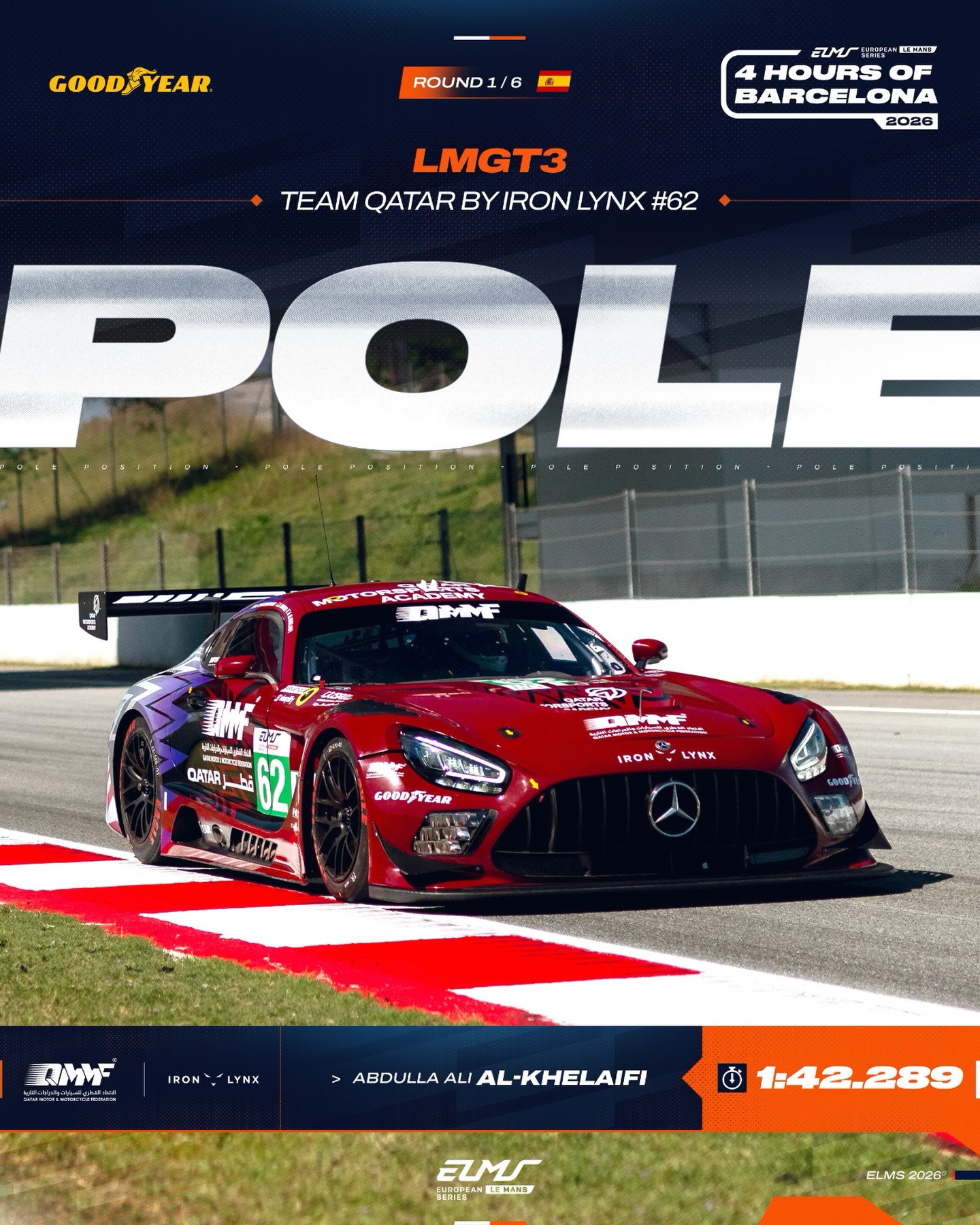 History being made here already ahead of the #4HBarcelona A first #ELMS pole for a Qatari team and Q